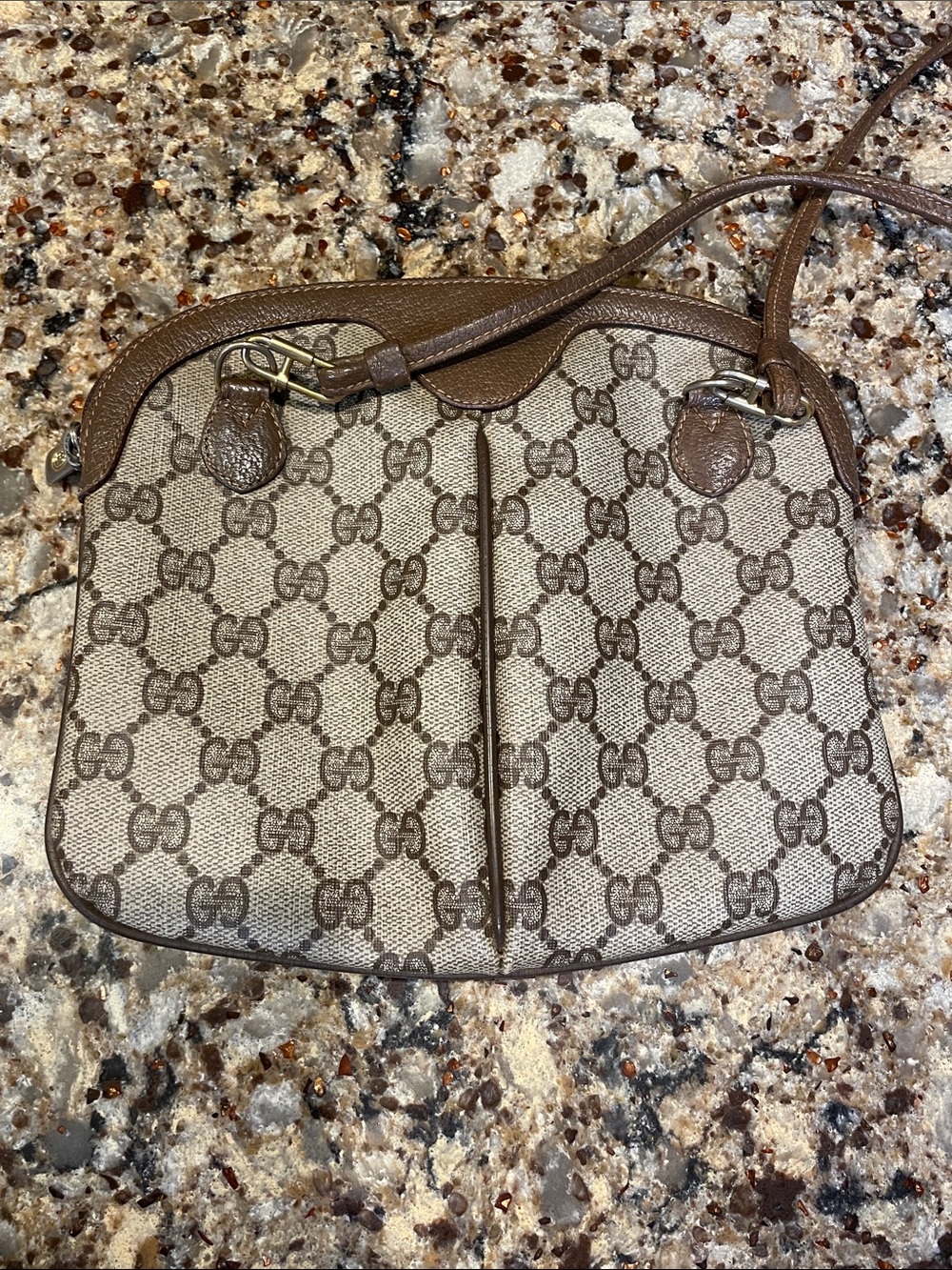 Gucci Brown/Tan GG Canvas Crossbody with Web Stripe - Picture 2 of 9